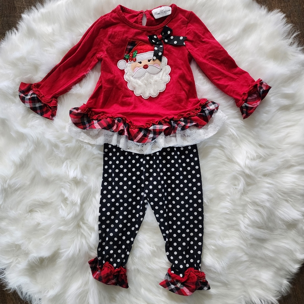 RARE EDITIONS Little Girls 2-Pc. Santa Tunic & Leggings Set size 24 months